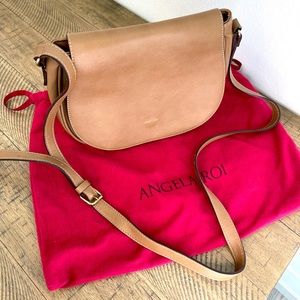Tan Angela Roi Vegan Crossbody Bag w/ Dust Cover